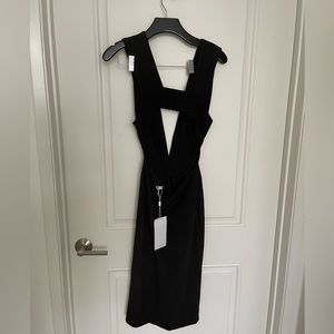 SOLACE LONDON Party midi black dress; open back; brand new with tag on